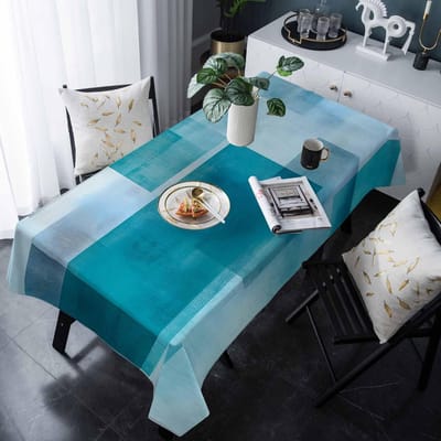 Turquoise Rechthoekig Tafelkleed Feestdecoratie Moderne Abstracte Geometrische Kleurvlakken Tafelkleed Keuken Eettafel Decoratie 100x160cm
