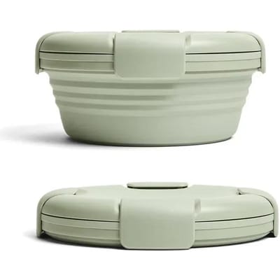 Boîte à lunch pliable en silicone 1100 ml Bol pliable Bol pliable portable en silicone Bol à salade pliable avec couvercle Boîte à lunch de pique-nique 1100ml gray