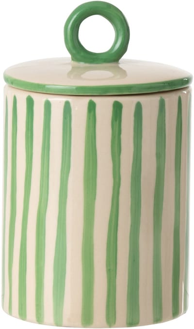 J-Line voorraadpot Gestreept - keramiek - wit/groen