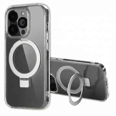 Accezz Hoesje - Geschikt voor Apple iPhone 14 Pro - Ring Stand Backcover geschikt voor MagSafe - Transparant