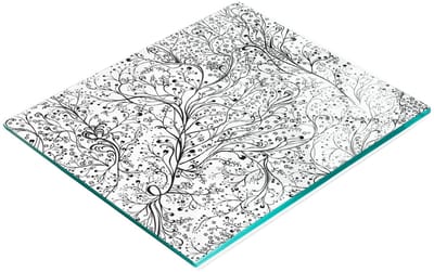 Stijlvol en duurzaam glazen bord met bedrukte, ineengestrengelde takken, 60x52 cm
