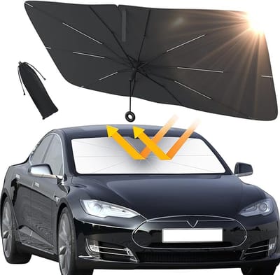 Famanu – Voorruit zonnescherm voor auto - uv- en warmtewerend - snel opvouwbaar zonnescherm voor personenauto’s, SUV’s en bestelwagens