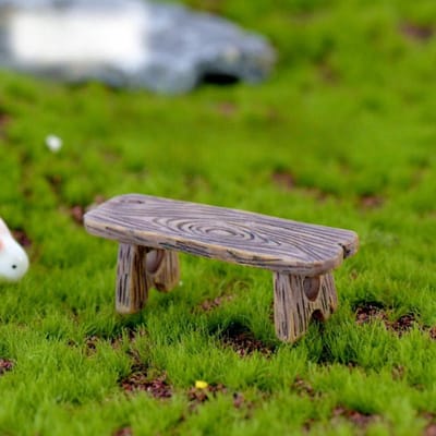 Mini banc de parc en bois, chaise, plantes succulentes, bonsaï, ornements, tabouret romantique en résine, petits ornements, figurines de jardin féérique, poupées gray