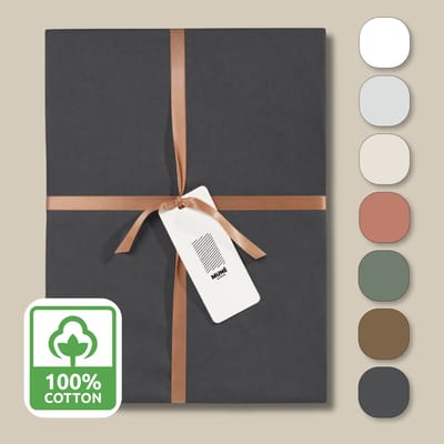 Muné Bedding Hoeslaken Perkal Katoen 200TC - 160x200 cm - Tot 30 cm Matrasdikte - Hotelkwaliteit - Grijs