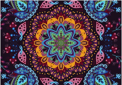 Fotobehangkoning - Behang - Vliesbehang - Fotobehang Kleurrijke Mandala - Colorful kaleidoscope - 400 x 280 cm