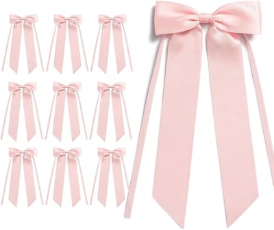 SnelShoppen - 10 Stuks Lichtroze Satin Strikjes voor Bruiloft Decoratie, Cadeau Strikken, Eerste Communie, Verjaardag, Kerst, 12 cm Breed