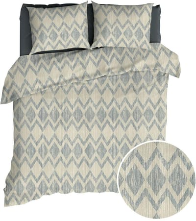 Romanette Dekbedovertrek - Beige Antra Ruiten Katoen - B 200 x L 200 cm/B 200 x L 220 cm - 2-persoons - 14369-200 x 200-220 cm