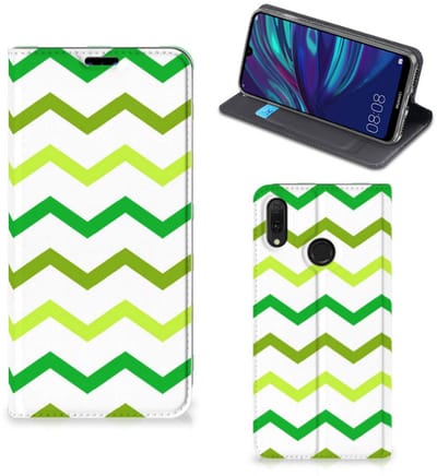 Huawei Y7 hoesje Y7 Pro (2019) Hoesje met Magneet Zigzag Groen