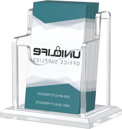 Acryl Visitekaartjeshouder voor Bureau - Duidelijke Verticale Displaystand voor Professionele Kaarten, Ideaal voor Thuis en Kantoor, 60 Kaarten