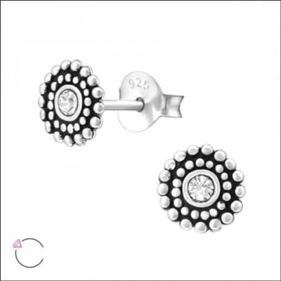 Aramat Jewels | Oorbellen | Zilveren Bali Oorbellen met Kristal – 6mm | | | |6mm | Zilver | Kinderen, Volwassenen | Verkleurd niet