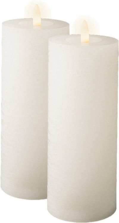 Lumineo LED kaars/stompkaars - 2x st - wit - D7 x H19 cm - met timer - voor binnen