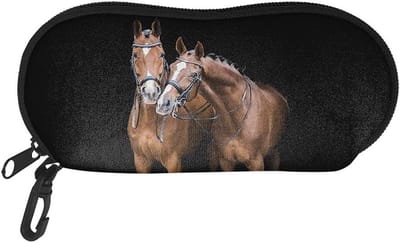 Zonnebril Hoesje - Brillen Etui - Opbergen Bril - Met Karabijnhaak - 5 x 5 x 1 cm - Bruin Zwart
