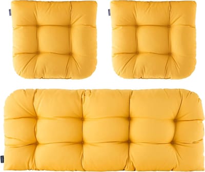 Buitenstoelkussens Set - Tuinkussens Terraskussens - Comfortabel Zitten - Waterafstotend UV-behandeld - 3 Delig - Geel