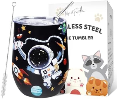 PromoHome Geïsoleerde Ruimte Theemok met Rietje - 350ml Dubbelwandig Vacuüm