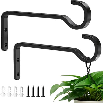Set van 2 muurhaken voor bloemenhangers, plantenhouders, ijzeren hangende plantenhouders voor buitenplanten, plantenmuurhaken, lantaarnhaken| Cyslmuk®
