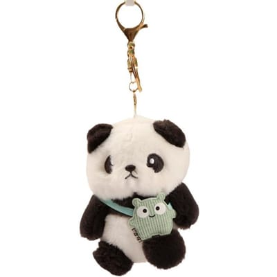 Mignon Banbou Panda Peluche Porte-clés Kawaii Panda Pendentif Accessoires Sac Porte-clés Voiture Pendentif Cadeau Petit Ami Décoration Sac white