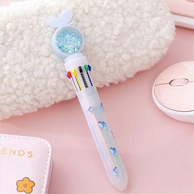 2 Stuks/set Schattige Vlinder Balpen School Kantoor Benodigdheden Balpen Rollerball Pen Schrijfwaren Cadeau blauw