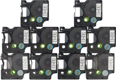 Dappaz - 10x Compatible Dymo 45013 D1 Label Tape Zwart op Wit 12mm x 7m - S0720530 Geschikt voor Dymo LabelManager