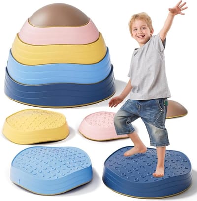 Verte Stapstenen - Balansstenen voor Kinderen - Antislip Stapelstenen - Zintuiglijk Speelgoed voor Kinderen Vanaf 3 Jaar - Binnen- en Buitenspeelgoed voor Kinderen