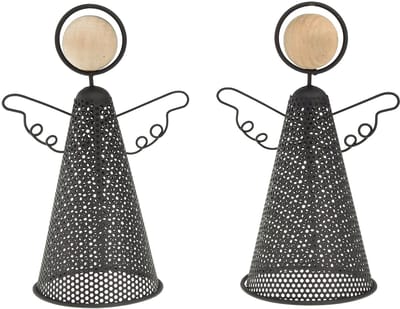 Engelfiguur Kerstmis Metaal Zwart Naturel 15,5 cm 2st, 2 Stück
