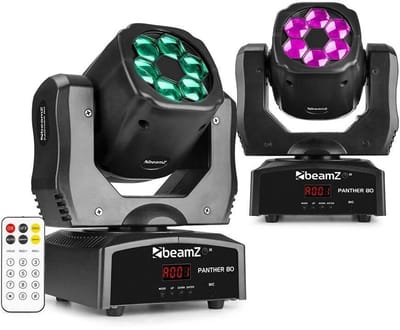 BeamZ Panther 80 LED set van 2 moving heads - 6x 12W RGBW - Roterende lenzen