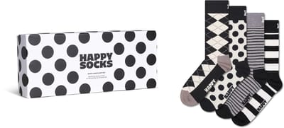 Happy Socks unisex giftbox 4P sokken black and white multi II