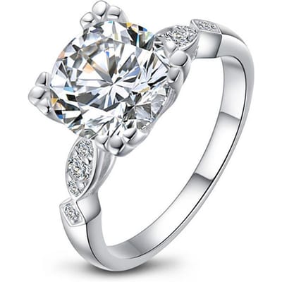 Mode 925 Sterling Zilveren Ringen 10mm 3ct Ronde Moissaniet Verlovings Diamanten Ringen Hoge Sieraden Trouwringen voor Koppels 7 white