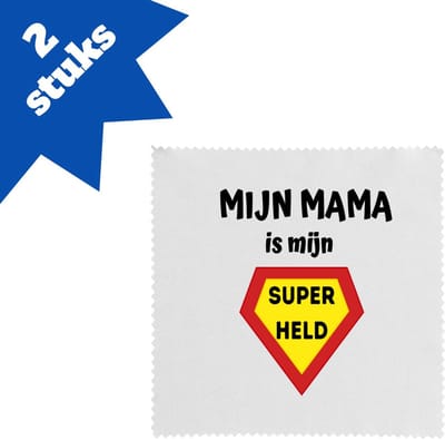 Akyol - mijn mama is mijn superheld brillendoekjes - Moeder - super mama - moeder cadeautjes - moederdag - verjaardag - geschenk - kado - 17,8 bij 17,8 cm - 2 stuks