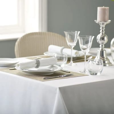 Tafelkleed Wit Damast – 150x250 cm – Katoen - Jacquard geweven - Luxe Tafelkleed