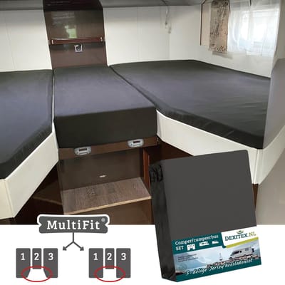 Dexitex Hoeslaken ANTRACIET 3 delige set / Camper /Lengtebedden / enkele bedden