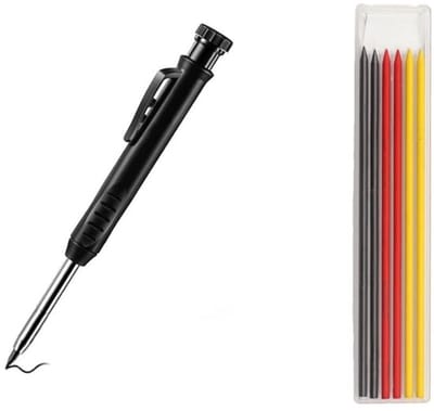 Mechanisch Potlood - Metalen Kop - Ingebouwde Puntenslijper - 3 Stuks Navulling - Houtbewerking - Duurzaam Ontwerp - Timmermanpotlood