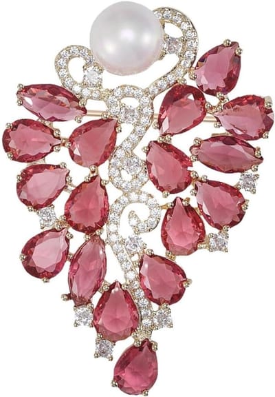 Bloemen Broche - Sier Speld - Feestelijke Decoratie - Vintage Stijl - 100 g - Roze Groen
