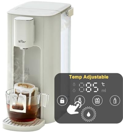Warmwaterdispenser 3 liter met 6 temperatuurinstellingen en snelkookfunctie, energiezuinig en digitaal touchscreen