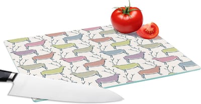 Glazen Snijplank - 28x20 - Patronen - Hert - Beige - Snijplanken Glas