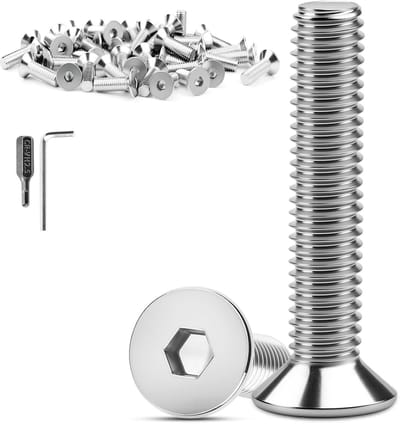 Schroeven met verzonken kop - Binnenzeskant schroeven - Bevestigingsklus - Roestvrij staal - M4 x 40 mm - Zilverkleurig