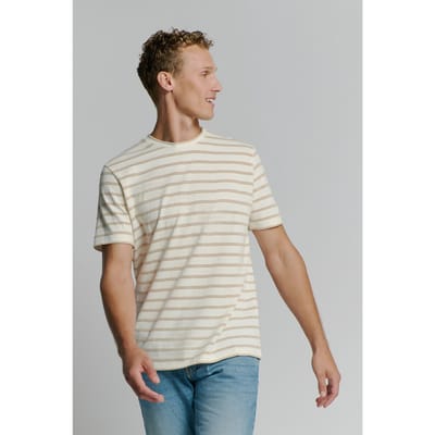 No Excess T-shirt Crewneck Jacquard Stripes Offwhite Größe: XXL | Basic T-Shirts Outlet | Herren | Weiß