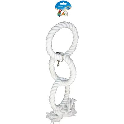 Duvoplus - Hangspeelgoed - Vogels - Papegaaispeeltje Met 3 Ringen 43cm Wit - 1st