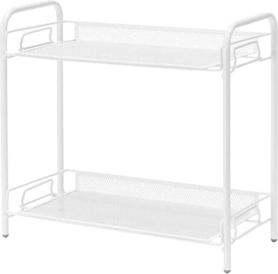 Metalen gaas 2-laags keukenopbergrek met handvat - opbergrek voor specerijen en make-up - cosmetica-slaapkameropslag - badkameropbergoplossing make up tafel