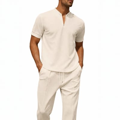Zomer Set Beige Heren - Shirt en lange Broek - Outfit