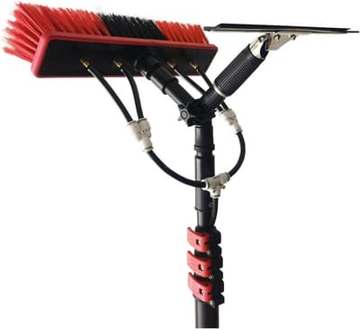 Telescopische Raamborstel - Hoge Raamwisser - Ramen Schoonmaken - 180° Roterende Borstelkop - 7.2 Meter - Zilver