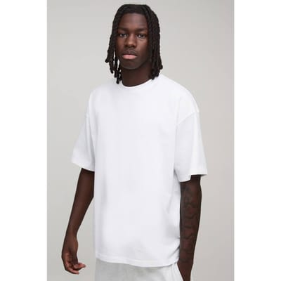 Essential Oversized Crew Neck T-Shirt | White | Size XS