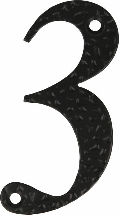 AMIG Huisnummer 3 - massief gesmeed staal - 10cm - incl. bijpassende schroeven - zwart
