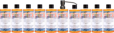 Handzeep Sweet Orange & Cedarwood 500 ml - set van 10 stuks - met gratis RVS zilverkleurige pomp - Voordeelverpakking