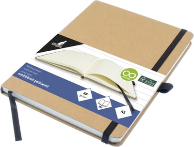 Kangaro notitieboek - A5 - kraft - met lijn - met elastiek, lint en penlus