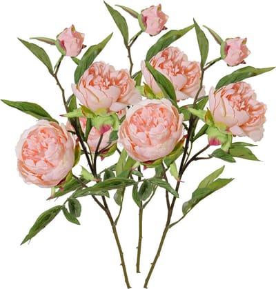 Topart Kunstbloem pioenroos Spring Dream - 3x - licht roze - 73 cm - kunststof steel - decoratie