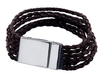 Behave - Armband Bruin met meerdere gevlochten bandjes van pu leer