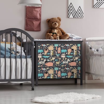 Sticker voor kindermeubels met vrolijke jungledieren, 40 x 60 cm