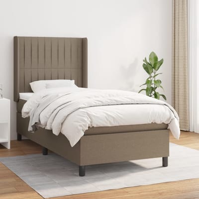 vidaXL - Boxspring - met - matras - stof - taupe - 90x190 - cm