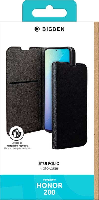 Bigben Connected, Hoesje geschikt voor Honor 200 - Folio Wallet met Standaard, Zwart