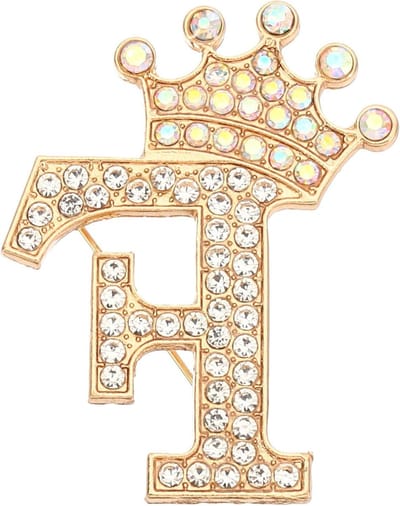 Letter Brooch Pins - Alphabet Pins - Kleding Versieren - Rhinestone Detail - 45x33mm - Goudkleurig